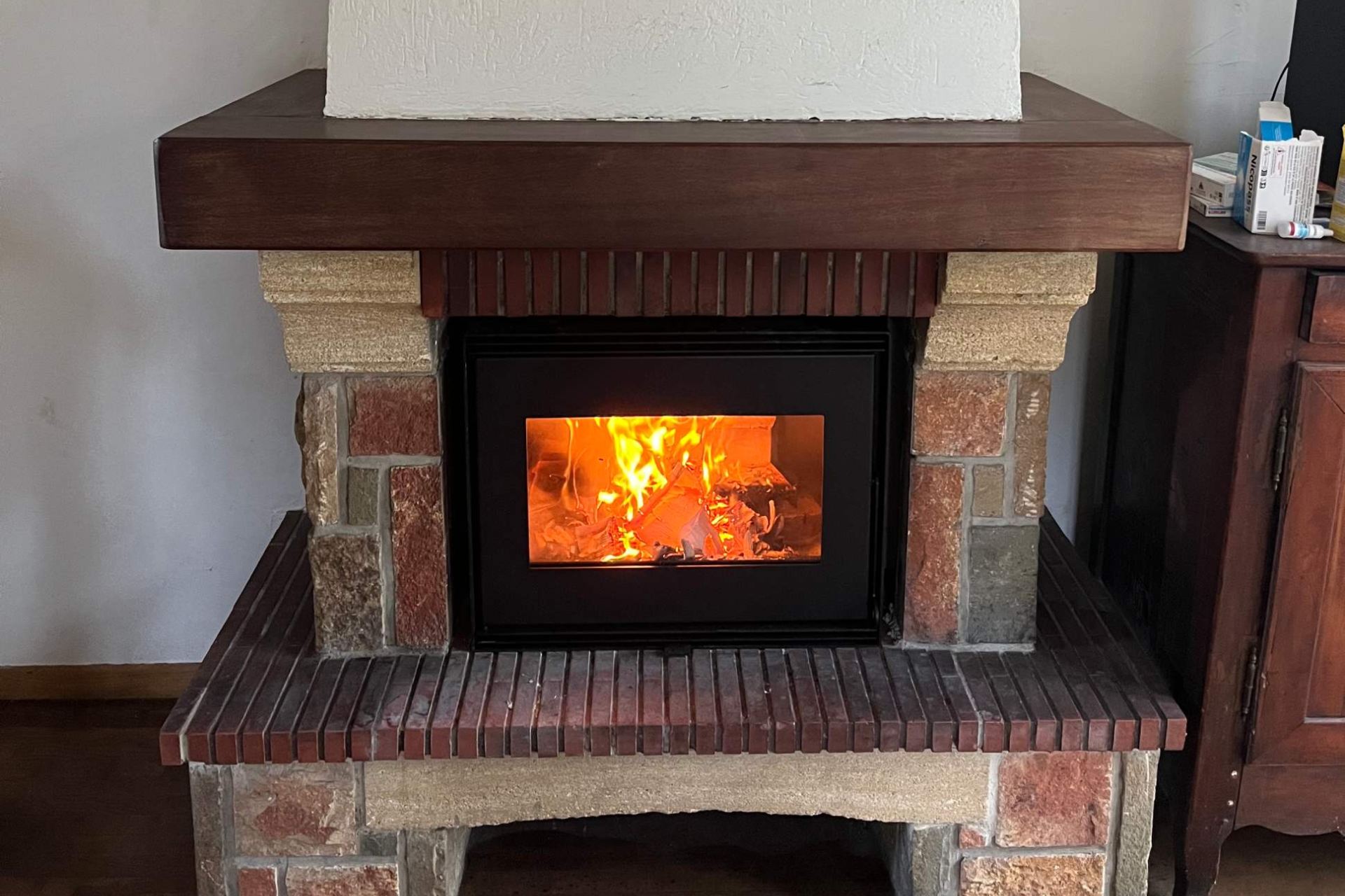 Cheminée avec feu de bois